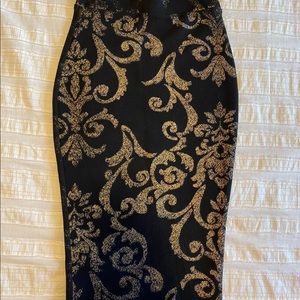 Beautiful black and gold pencil skirt